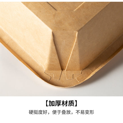 Disposable Kraft Paper Takeaway Box Square Octagonal Bowl Thickened with Lid Eco-friendly Lunch Box Bento Salad Box