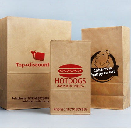 Universal Kraft Paper Bag Wholesale Refrigerator Storage Bread Food Packaging Bag Take out Take Away Oil-Proof Wrapping Paper Bag 100 Pcs