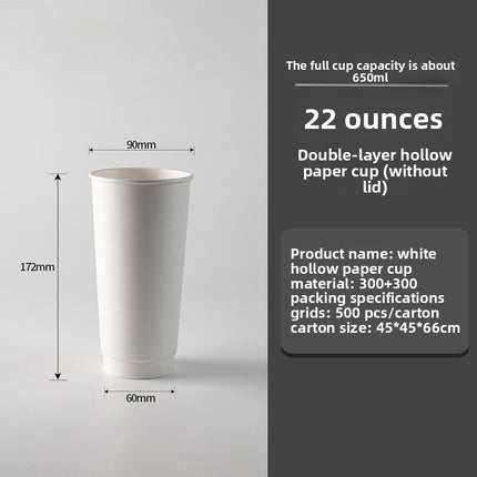 Wholesale Disposable Paper Cups with Lids, Thickened Double-layer Paper Hollow Cups, Heat Insulation, Anti-scalding, for Hot Drinks, Milk Tea, Coffee Cups