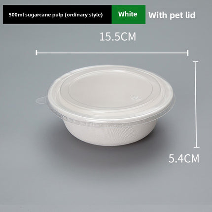 Disposable Paper Pulp Bowl Tableware Set Paper Bowl Commercial Household Bowl Biodegradable Whole Box Disposable Round Dinner Bowl