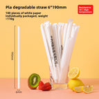 [Degradable] 100 pieces - White 19cm Thin Tubes