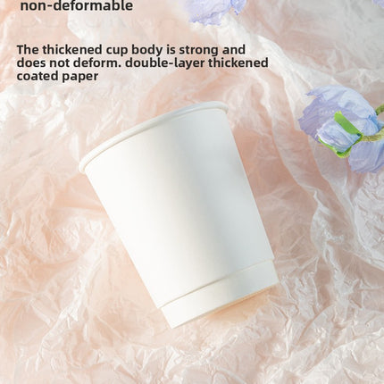 Wholesale Disposable Paper Cups with Lids, Thickened Double-layer Paper Hollow Cups, Heat Insulation, Anti-scalding, for Hot Drinks, Milk Tea, Coffee Cups