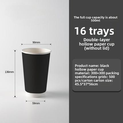 Wholesale Disposable Paper Cups with Lids, Thickened Double-layer Paper Hollow Cups, Heat Insulation, Anti-scalding, for Hot Drinks, Milk Tea, Coffee Cups
