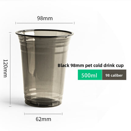 Black Milk Tea Cup Disposable Milk Tea Cup PET Milk Tea Cup Coffee Cup Cold Drink Cup Plastic Cup Black Transparent Cup