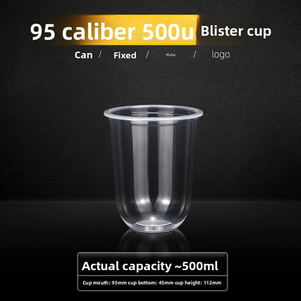 90 Caliber Disposable Blister Milk Tea Cup Plastic Cup 500ml700ml Resistant to Fall and Damage Can Be Made on Demand