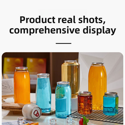 Cross-Border Wholesale Plastic Easy-Open Cans Transparent PET Milk Tea Cups Empty Bottles Sealed Cans Bubble Fruit Juice Beverage Cans