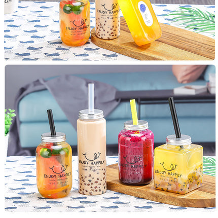 Sujiang Thai Tea Cup 500ml Internet Celebrity PET Bottle Juice Bottle Disposable Cup Plastic Cup Juice Cup Milk Tea Bottle PET Material