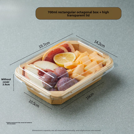 Disposable Kraft Paper Takeaway Box Square Octagonal Bowl Thickened with Lid Eco-friendly Lunch Box Bento Salad Box