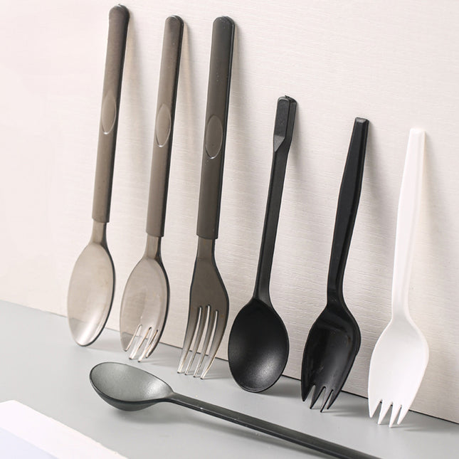 Gu Ming Perfect Spoon Plastic Spoon American Style Knife Fork Spoon Fork Spoon Matte Disposable Spoon Semi-Transparent Restaurant Commercial Use