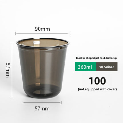 Black Milk Tea Cup Disposable Milk Tea Cup PET Milk Tea Cup Coffee Cup Cold Drink Cup Plastic Cup Black Transparent Cup