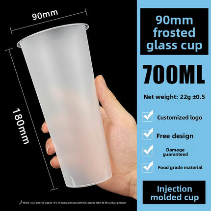 90 Caliber Transparent Frosted Injection Molded Milk Tea Cup Disposable 90 Caliber Internet Celebrity Beverage Coffee Cup with Lid