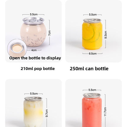 Can Sealing Machine Thickened PET Transparent Plastic Can Juice Beverage Bottle Disposable Milk Tea Cup with Aluminum Lid