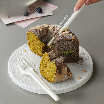 Disposable Paper Pulp Knife Fork Spoon Food Grade Hardened Cake Fork Western Dessert Tableware Eco-friendly Biodegradable Three-piece Set