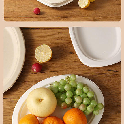 Disposable Oval Paper Plates Dish Plates Biodegradable Pulp Tableware Fruit Plates Party BBQ Plates Paper Plates