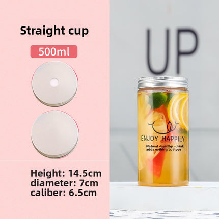 Sujiang Thai Tea Cup 500ml Internet Celebrity PET Bottle Juice Bottle Disposable Cup Plastic Cup Juice Cup Milk Tea Bottle PET Material