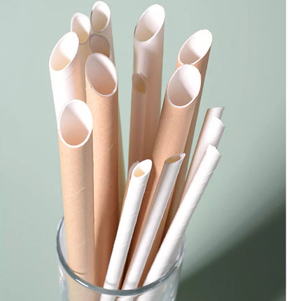 Paper Straws Disposable Individually Packaged Thick Food Grade Drinking Milk Tea Coffee Eco-friendly Large Straws Single Piece Independent