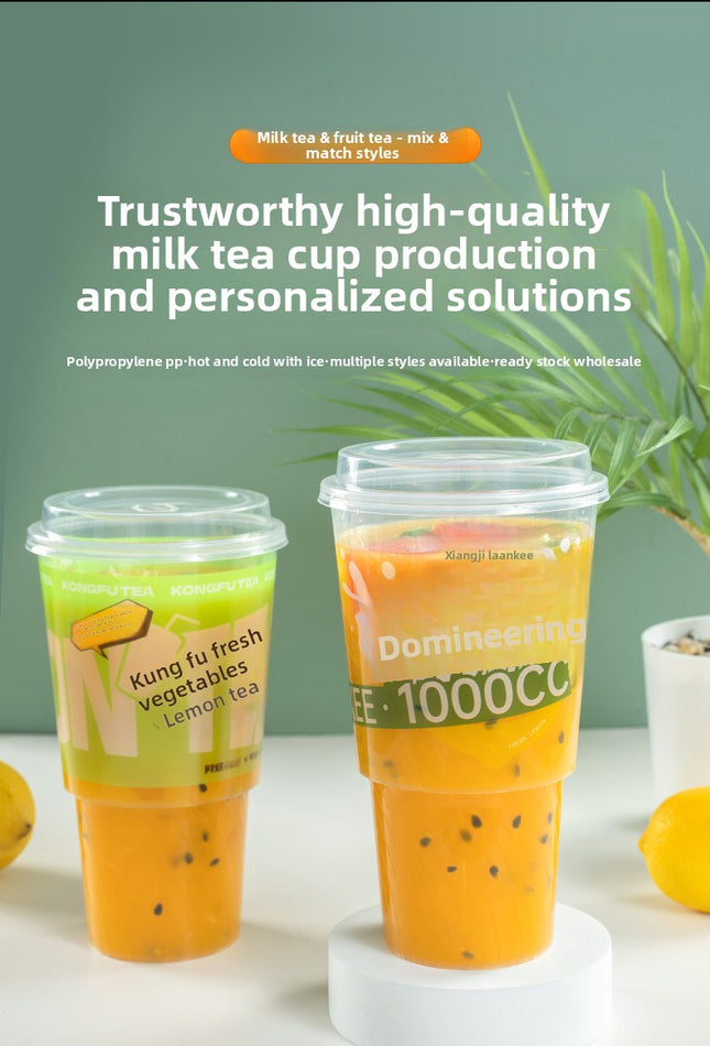 Custom Processing Round Transparent 108-1000 Torch Cup Food Grade PP Material with Lid Plastic Cup Internet Celebrity Packaging