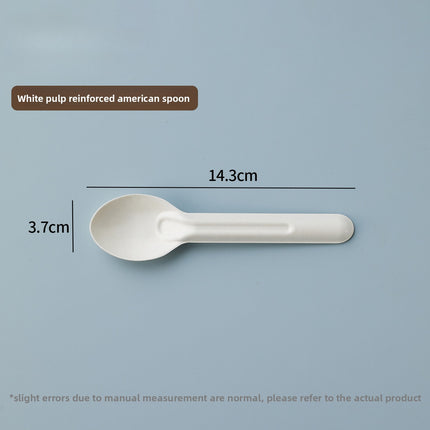 Disposable Paper Pulp Knife Fork Spoon Food Grade Hardened Cake Fork Western Dessert Tableware Eco-friendly Biodegradable Three-piece Set