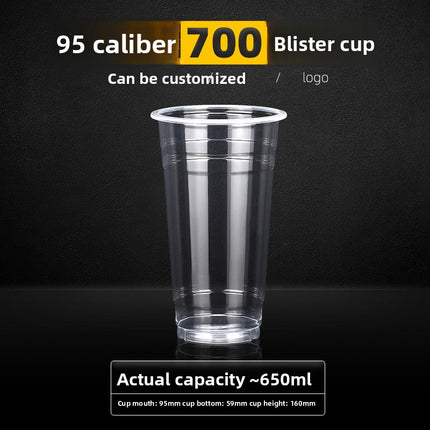 90 Caliber Disposable Blister Milk Tea Cup Plastic Cup 500ml700ml Resistant to Fall and Damage Can Be Made on Demand