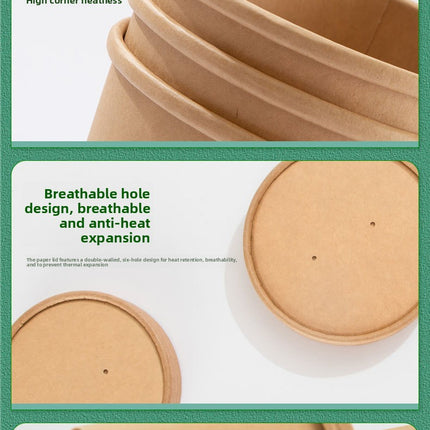 Manufacturer Wholesale Disposable Porridge Bucket Customizable Logo Takeaway Packaging Box Kraft Paper Soup Bucket Porridge Cup Paper Bowl Soup Cup