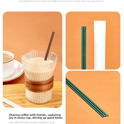 Biodegradable PLA Disposable Coffee Stirring Stick Three-Hole Tube Single Piece Individually Packaged Food-Grade Biodegradable Straw