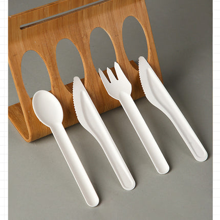 Disposable Paper Pulp Knife Fork Spoon Food Grade Hardened Cake Fork Western Dessert Tableware Eco-friendly Biodegradable Three-piece Set