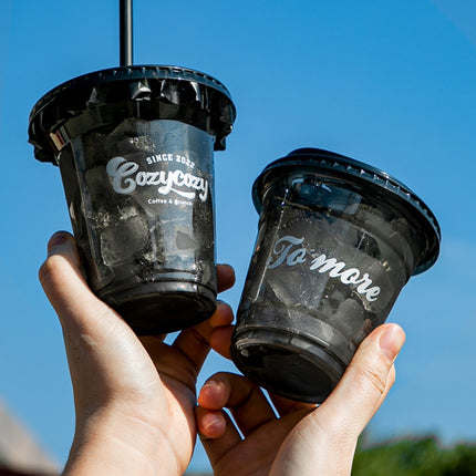 Black Milk Tea Cup Disposable Milk Tea Cup PET Milk Tea Cup Coffee Cup Cold Drink Cup Plastic Cup Black Transparent Cup