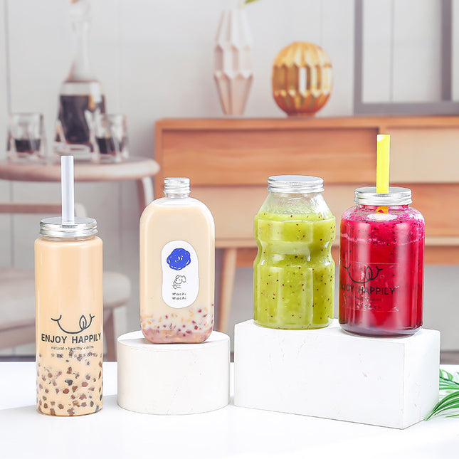 Sujiang Thai Tea Cup 500ml Internet Celebrity PET Bottle Juice Bottle Disposable Cup Plastic Cup Juice Cup Milk Tea Bottle PET Material