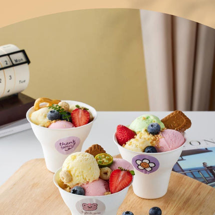 Disposable Internet Celebrity Handheld Chestnut Cup Croissant Ice Cream Paper Cup Shaved Ice Cup Biodegradable Ice Cream Dessert Bowl