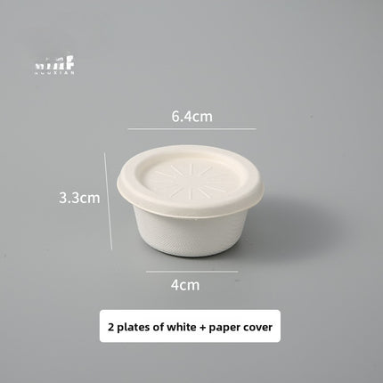 Disposable Paper Pulp Sealed Biodegradable Sauce Cup Condiment Cup Small Cup Takeaway Bowl with Lid