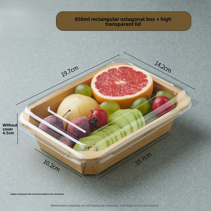Disposable Kraft Paper Takeaway Box Square Octagonal Bowl Thickened with Lid Eco-friendly Lunch Box Bento Salad Box