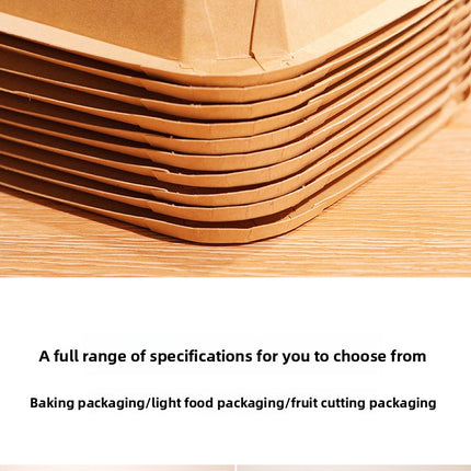 Disposable Lunch Box Kraft Paper Takeout Box Rectangular Takeaway Packaging Box Thickened with Lid Fruit Salad Picnic Box