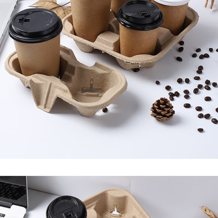 Disposable Coffee Cup Holder Milk Tea Cup Holder Cup Stand Paper Tea Tray Beverage Takeaway Holder