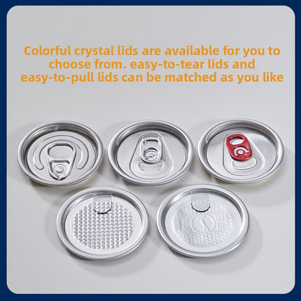 Cross-Border Wholesale Plastic Easy-Open Cans Transparent PET Milk Tea Cups Empty Bottles Sealed Cans Bubble Fruit Juice Beverage Cans