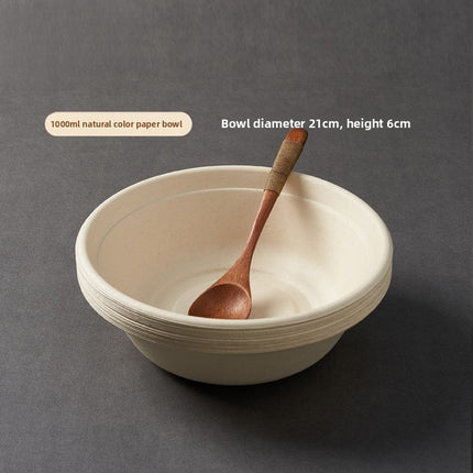 Disposable Paper Pulp Bowl Tableware Set Paper Bowl Commercial Household Bowl Biodegradable Whole Box Disposable Round Dinner Bowl