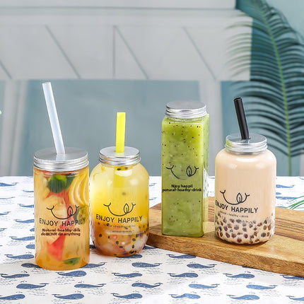 Sujiang Thai Tea Cup 500ml Internet Celebrity PET Bottle Juice Bottle Disposable Cup Plastic Cup Juice Cup Milk Tea Bottle PET Material