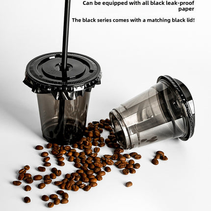 Black Milk Tea Cup Disposable Milk Tea Cup PET Milk Tea Cup Coffee Cup Cold Drink Cup Plastic Cup Black Transparent Cup