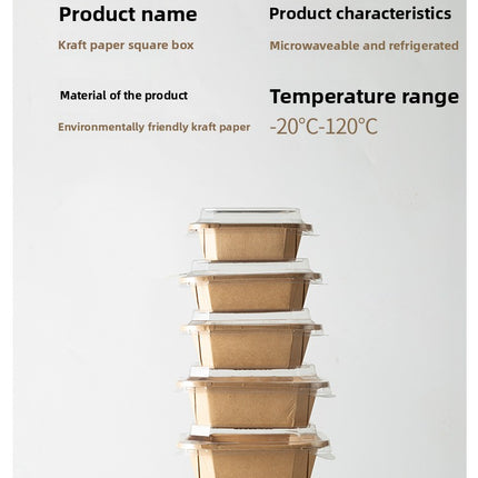 Disposable Kraft Paper Takeaway Box Square Octagonal Bowl Thickened with Lid Eco-friendly Lunch Box Bento Salad Box