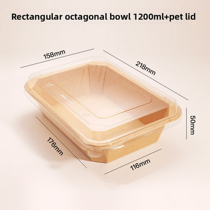 Disposable Lunch Box Kraft Paper Takeout Box Rectangular Takeaway Packaging Box Thickened with Lid Fruit Salad Picnic Box