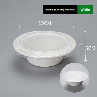 Disposable Paper Pulp Bowl Tableware Set Paper Bowl Commercial Household Bowl Biodegradable Whole Box Disposable Round Dinner Bowl