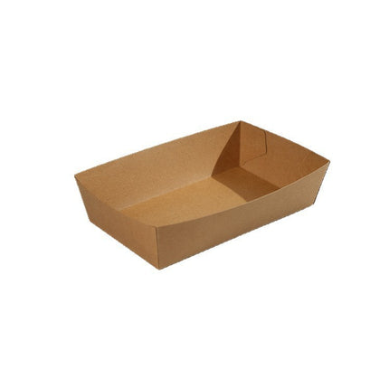 Custom Disposable Snack Boat Box Kraft Paper Boat Box Fried Chicken French Fries Small Balls Stall Packaging Box Open Top Paper Box