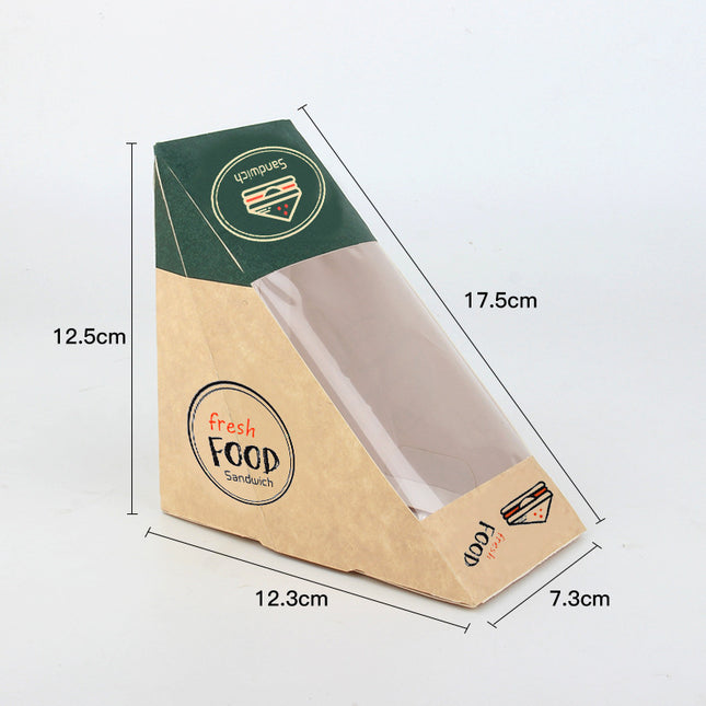 Ins Style Sandwich Box Small/Large Window Thickened Sandwich Triangle Packaging Box Cheese Box Sandwich Box