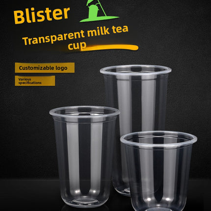 90 Caliber Disposable Blister Milk Tea Cup Plastic Cup 500ml700ml Resistant to Fall and Damage Can Be Made on Demand