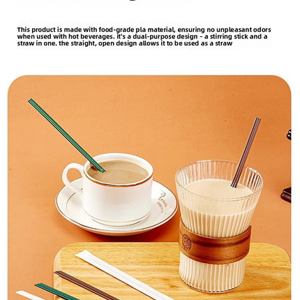 Biodegradable PLA Disposable Coffee Stirring Stick Three-Hole Tube Single Piece Individually Packaged Food-Grade Biodegradable Straw