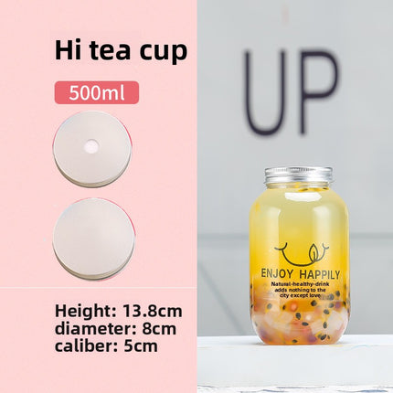 Sujiang Thai Tea Cup 500ml Internet Celebrity PET Bottle Juice Bottle Disposable Cup Plastic Cup Juice Cup Milk Tea Bottle PET Material