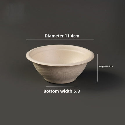 Disposable Paper Pulp Bowl Tableware Set Paper Bowl Commercial Household Bowl Biodegradable Whole Box Disposable Round Dinner Bowl
