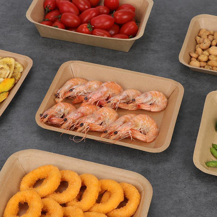 Disposable Plates Dinner Plates Kraft Paper Trays Picnic BBQ Fried Skewers Bird Dinner Boxes Plates Takeaway Tableware Fruit