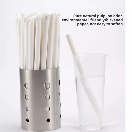 Paper Straws Disposable Individually Packaged Thick Food Grade Drinking Milk Tea Coffee Eco-friendly Large Straws Single Piece Independent