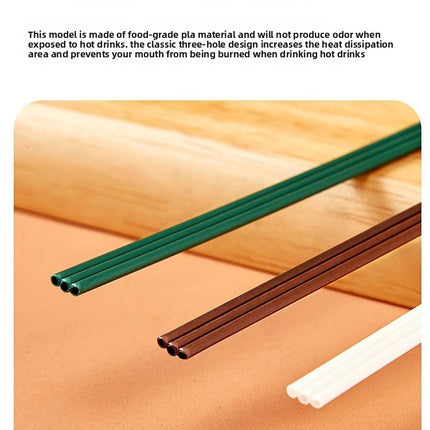 Biodegradable PLA Disposable Coffee Stirring Stick Three-Hole Tube Single Piece Individually Packaged Food-Grade Biodegradable Straw