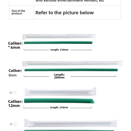 Plastic Straws Disposable Commercial Single Individually Wrapped Food Grade PP Coffee Straws Bubble Tea Thick Straws